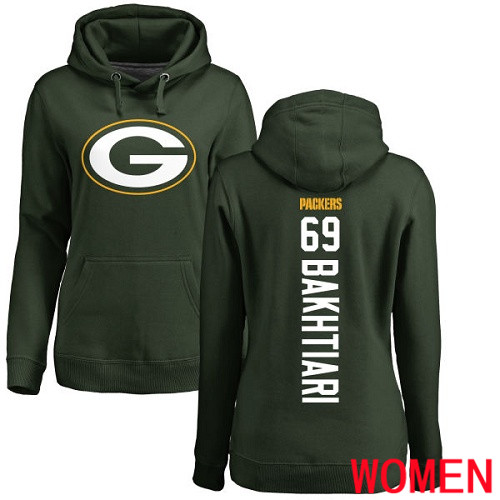 Green Bay Packers Green Women 69 Bakhtiari David Backer Nike NFL Pullover Hoodie Sweatshirts